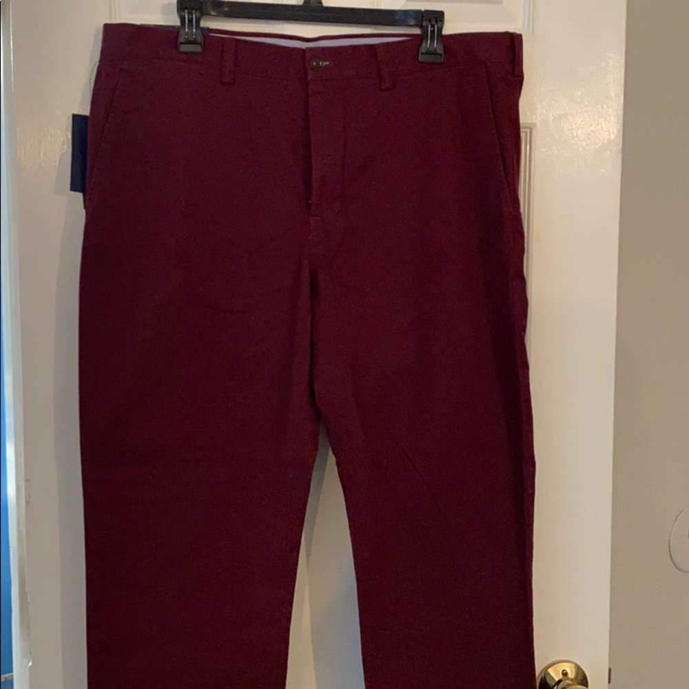 Polo Burgundy Stretch Straight Fit Khakis